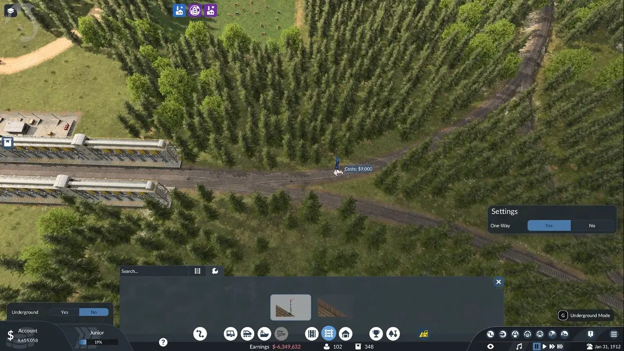 Shared track section where a two-way signal is proposed